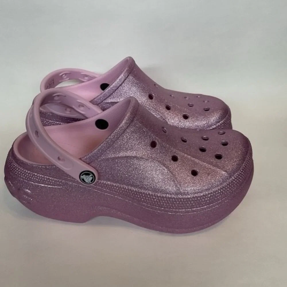 NWOB Crocs Pink Bella Glitter Clog Ballerina Wedge Sandals Unisex‎ M7/W9 China